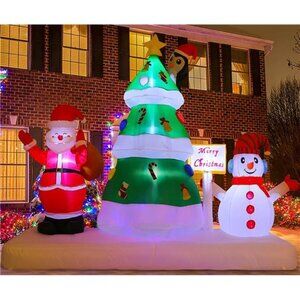 6FT Christmas Inflatables Outdoor Decoration Christmas Tree, Snowmen Santa Claus